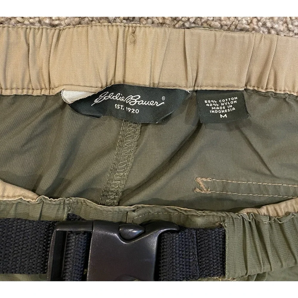 Eddie Bauer Shorts Mens Medium Olive‎ Green Cargo Hiking Outdoor Utility Belted - Picture 2 of 7